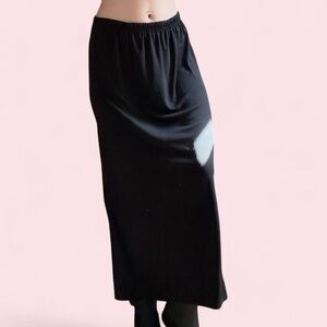 Vintage Black Maxi Skirt - Women's Stretch Waist